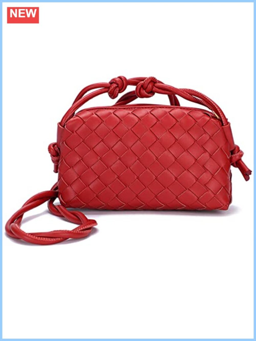 Woven Crossbody Bag Vegan Leather Small Shoulder Purse